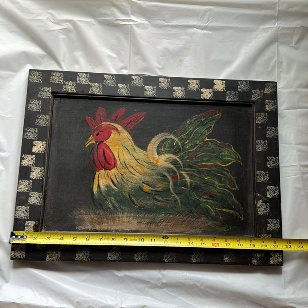 21.5x15.75 One of a kind Rooster picture well made.